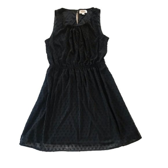 Elle Women's Dress Midi Clipdot #WELQ15901SD Black Textured Dot Over Liner S 10 - Picture 1 of 8